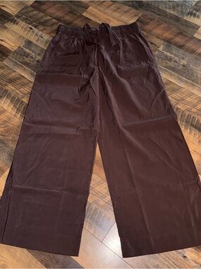 H&M Women's Wide-Leg Drawstring Pants in Deep Brown